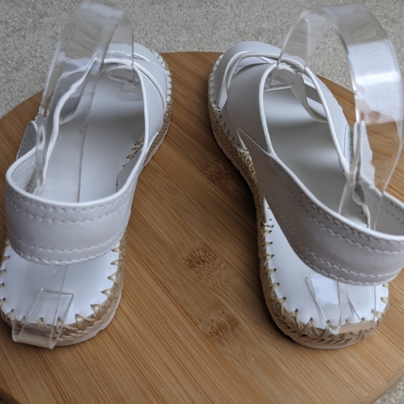 VINCE Tenison Espadrille Sandal White Leather Flat Low Platform Jute - Picture 13 of 16